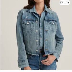 Lucky Brand Womens Tomboy Blue Denim Distressed Jacket 1X
